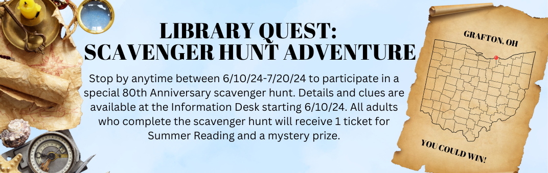 Take part in our Scavenger hunt. Find everything and win a prize.